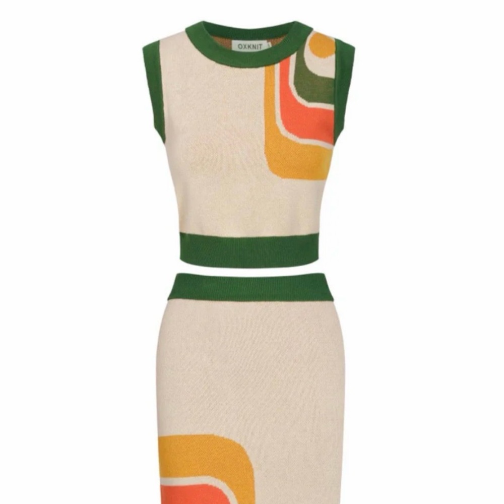 Retro 60s 70s knit skirt and top